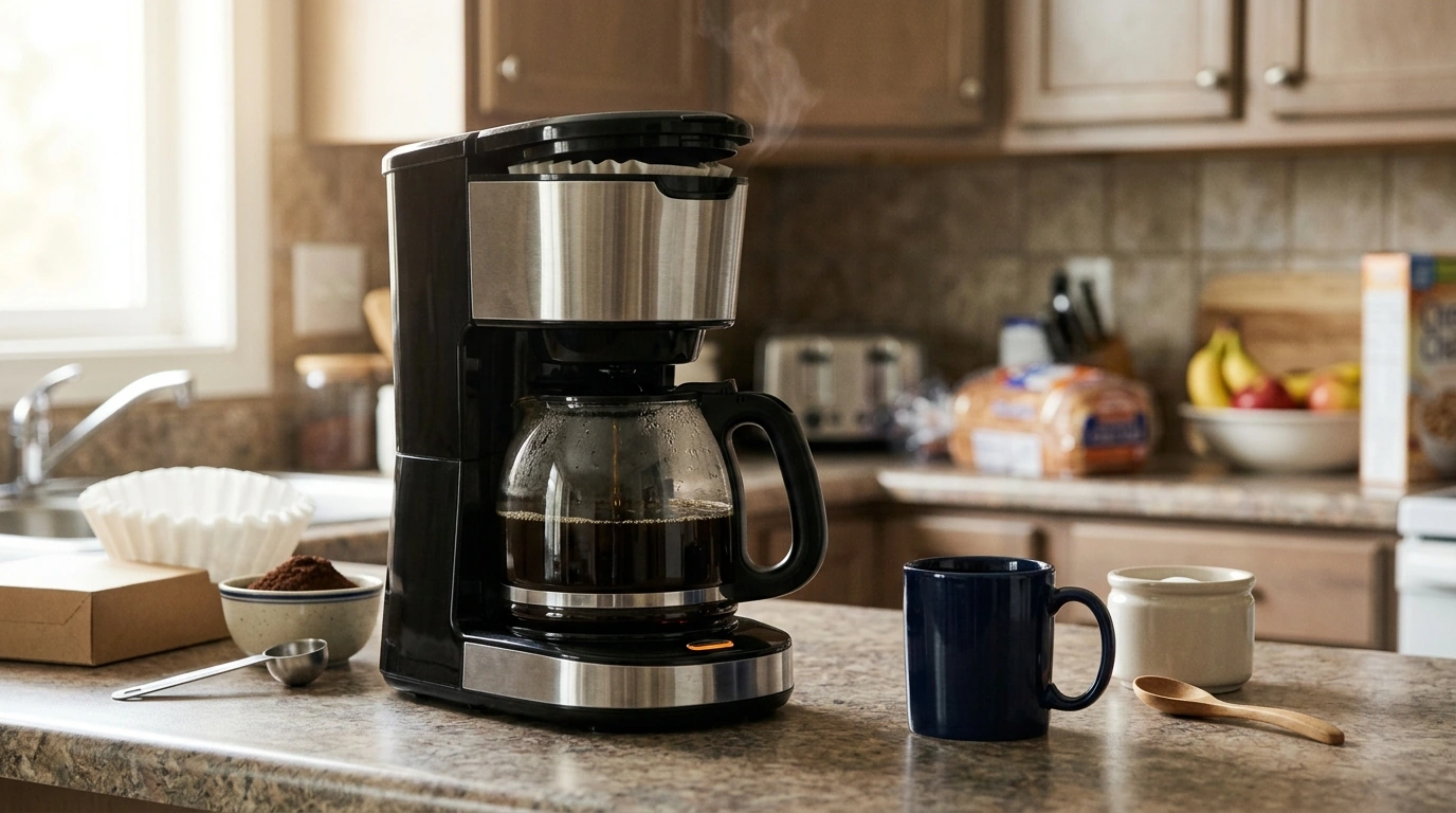 12-Cup Coffee Maker with Auto Pause & Glass Carafe