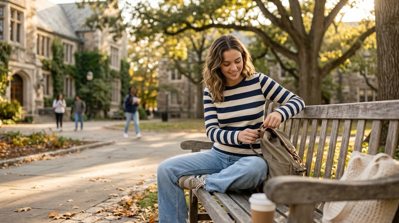 How should a Y2K preppy striped long-sleeve round-neck T-shirt fit on
